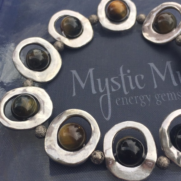 Blue Tigers Eye Beaded Bracelet 7.25-7.5” - Picture 2 of 4